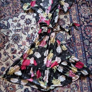 Love Kuza Black Floral Maxi Wrap Dress With Flutter Sleeves